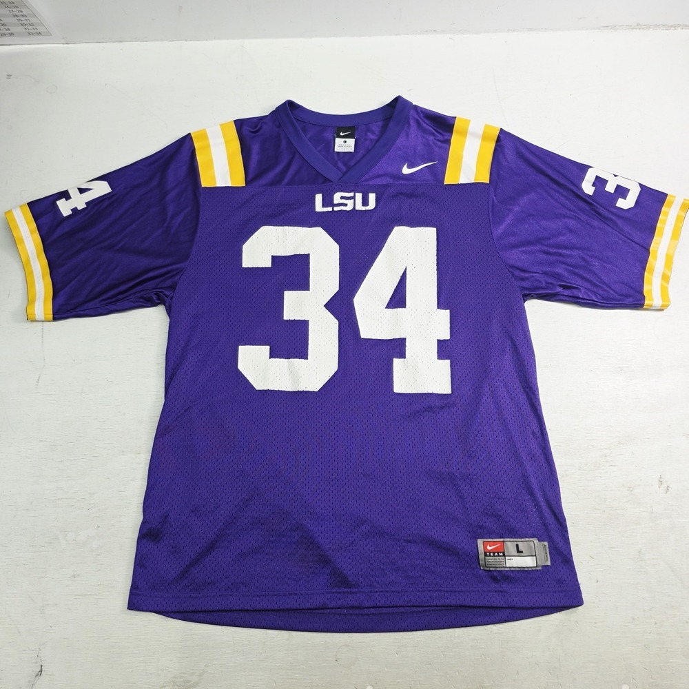 Vintage LSU Tigers NCAA Nike Team Authentic Purple Mesh Jersey #34‎ Mens XL EUC